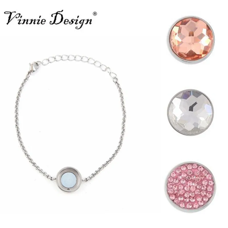 Vinnie Design joyería 21 cm Acero inoxidable cambio pulsera con 3 unids magnético intercambiable XS moneda