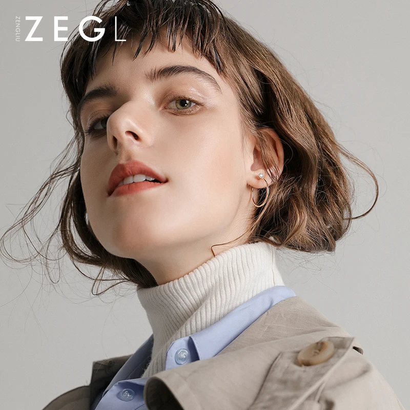 

ZEGL wild small ear ring for women temperament personality simple girl fashion circle earrings