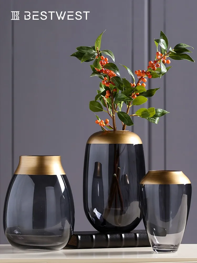 Light and luxurious glass vase modern simple water culture transparent