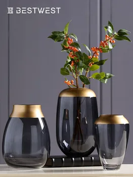 

Light and luxurious glass vase modern simple water culture transparent vase arrangement