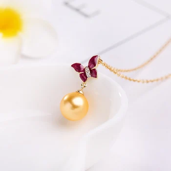 

WANG Jewelry Select colour Single 12mm shell Bead Pendant 925 silver Clavicle necklace temperament Female Cloisonne Pendant