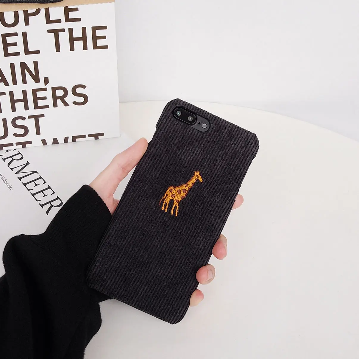 Зимний тканевый чехол для телефона iPhone 6 6S 7 8 Plus милый жираф кролик собака с