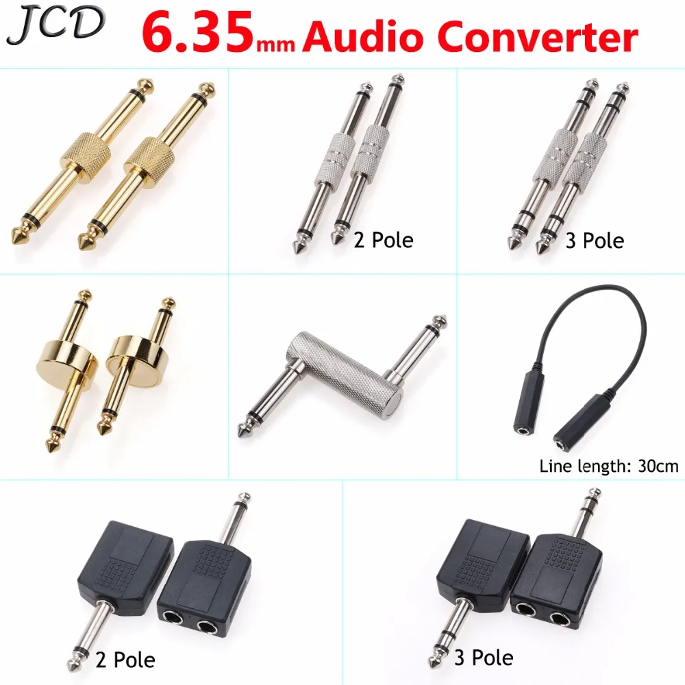 

JCD 1/4 inch 6.35mm Guitar Effects Pedal Connector Coulper Jack Interface Cable Adaptor Electric Pedal Board Accessories 2/3Pole