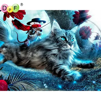 

New Mice and cat Diy Diamond painting cross stitch square full resinstone sticker drawng decoration painting unfinished animal