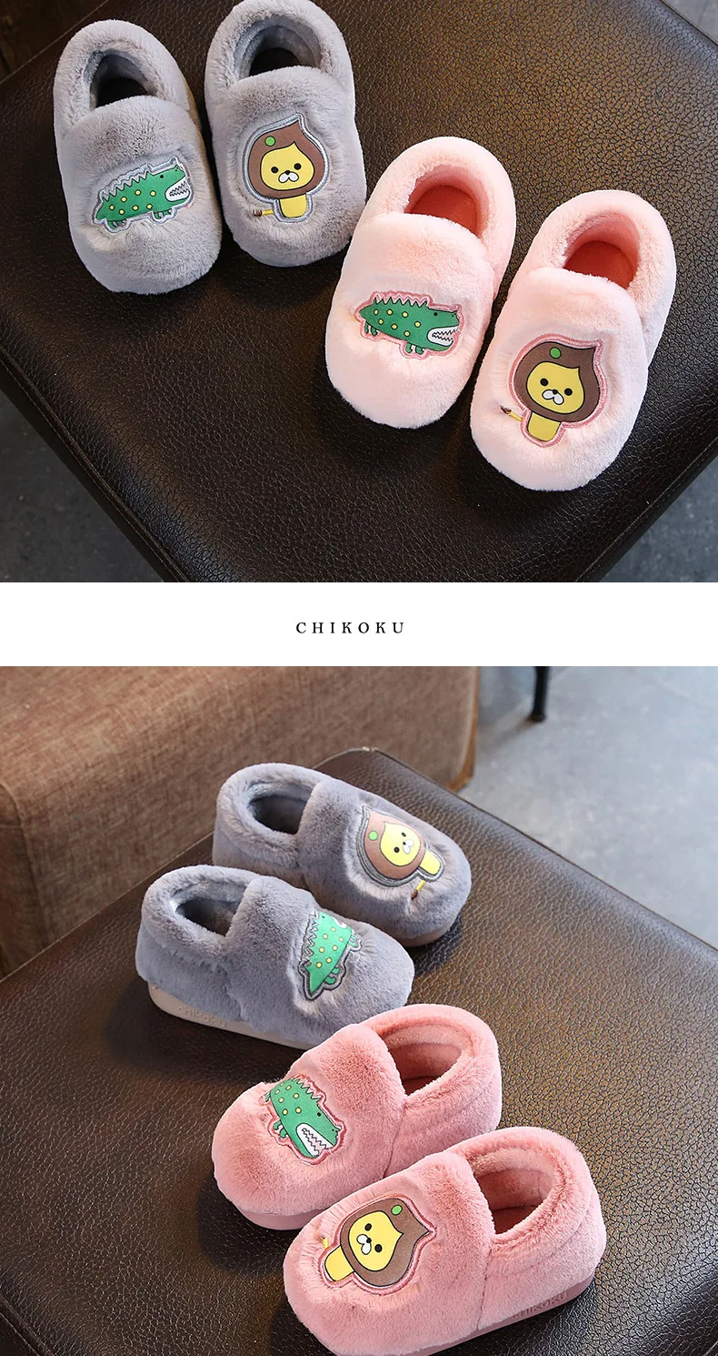 Chinelos de Veludo Bonito dos Desenhos Animados das Meninas dos Meninos Outono Inverno Quente Anti-slip Borracha Macia Home Kids Sapatos Casuais 8 Weddings & Events