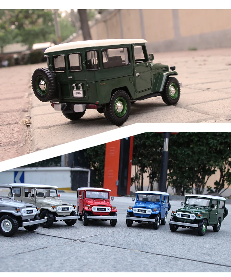 Высокая имитация 1:24 модель автомобиля из сплава Toyota FJ40, литая металлическая Игрушечная модель внедорожника, изысканная коллекция подарков