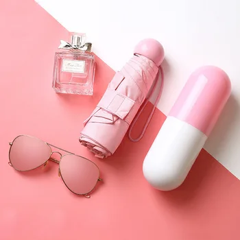 

Mini folding umbrella lovely capsule shape Umbrella Rain Sun Parasol Anti UV Small Pocket Umbrellas for Women&Children