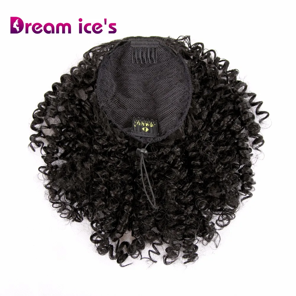 Dream ice's Длинные Синтетические кудрявые вьющиеся волосы булочка афро слоеный конский хвост шиньон с клипсами в наращивание волос маленькие парики