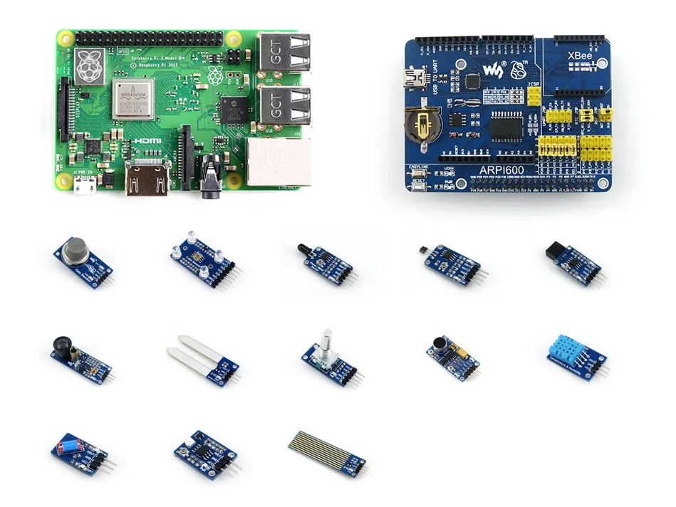 Raspberry Pi 3 Модель B +, третьего поколения Pi Development Kit, плата расширения ARPI600, различные датчики