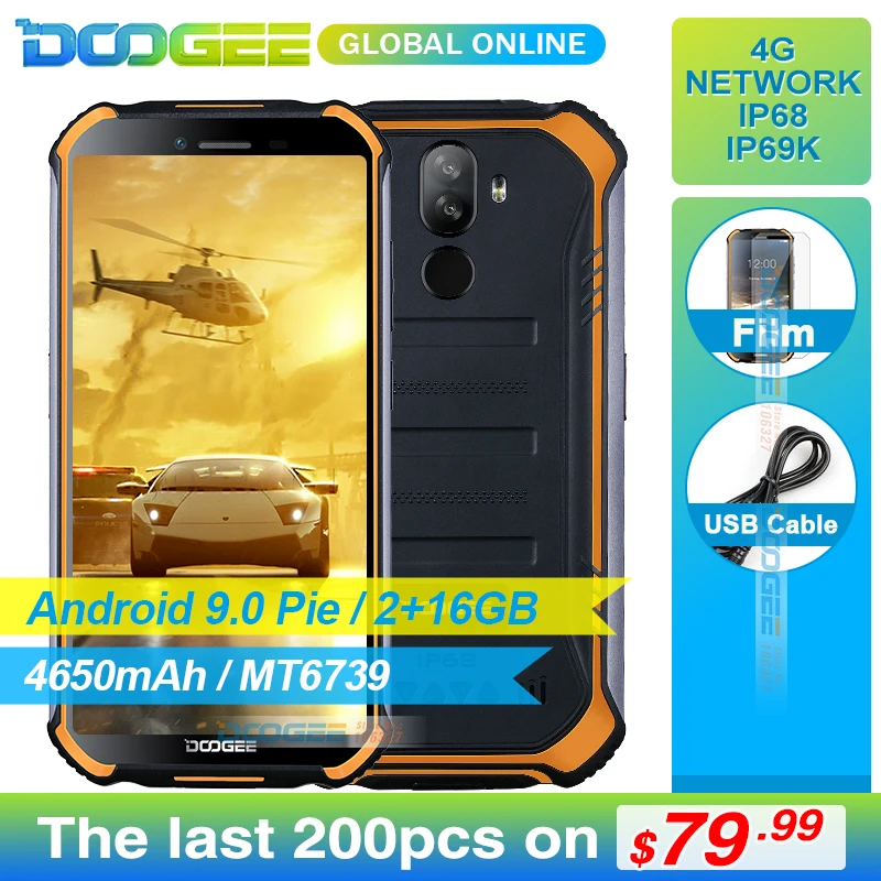 

Upgrade 3GB+32GB DOOGEE S40 5.5"HD 4G network Mobile Phone IP68 Waterproof 4650mAh 8MP MT6739 Android 9.0 Pie Smartphone