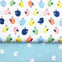 Хлопчатобумажная ткань мультфильм милый красочный цыпленок синий белый цыпленок ткань для DIY Детская кроватка одежда платье Декор ручной работы