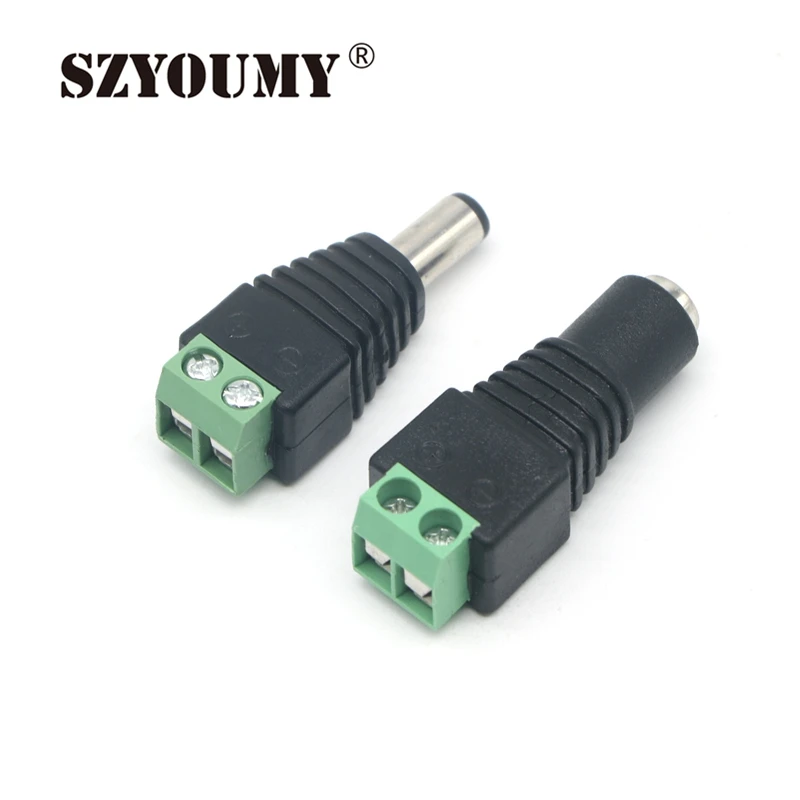

SZYOUMY 10 Pcs 12V 2.1 x 5.5mm DC Power Female Male Plug Jack Adapter Connector Plug for CCTV single color LED Light