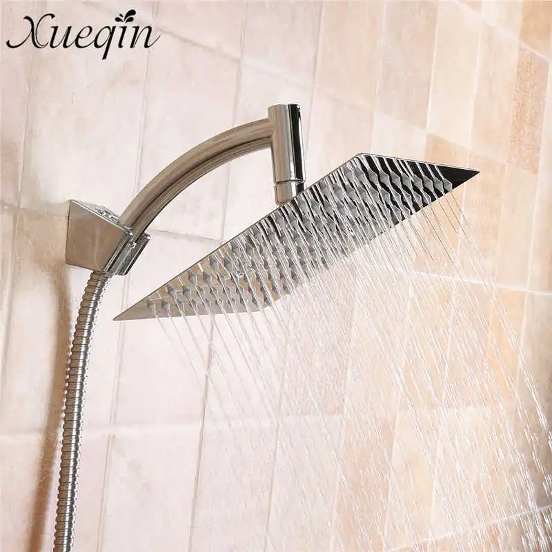 

8 Inch Square Ultra-thin Shower Head Set Rainfall Shower Head With 1.5m Stainless Steel Hose Shower Holder Celling Mounted