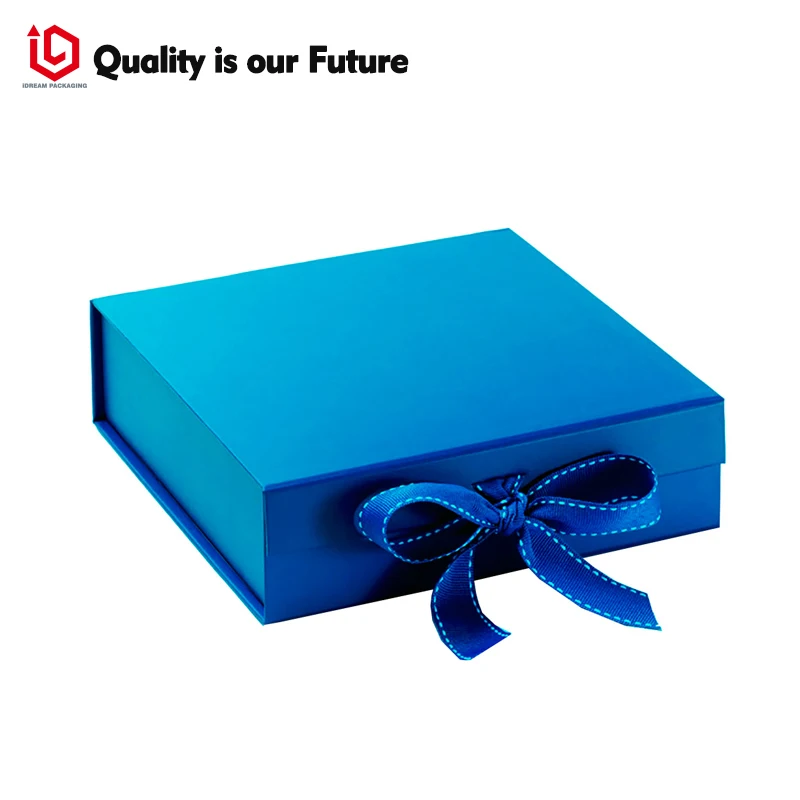 Blue Hinged Lid Paper Wedding Box