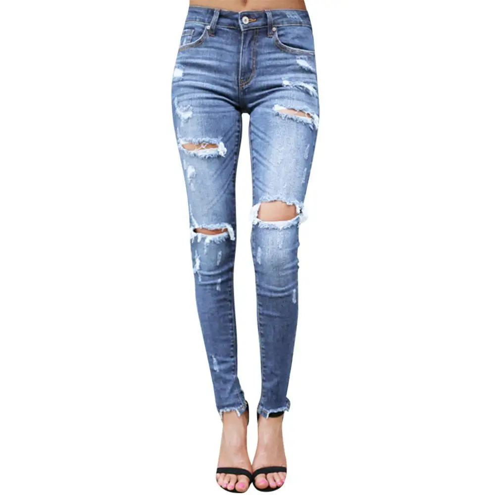 Uгардероб новые джинсы узкие брюки женские с высокой талией тонкие рваные повседневные джинсы из денима стрейч брюки джинсы Mujer ED