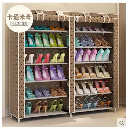 

Simple shoe rack stainless steel dustproof cloth shoe cabinet shoe hanger