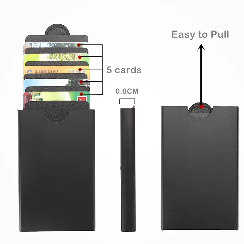 

QOONG 2023 New Automatic Pop Up ID Credit Card Holder RFID Blocking Men Women Wallets ID Card Case Pull-Down Cardholder KH1-028