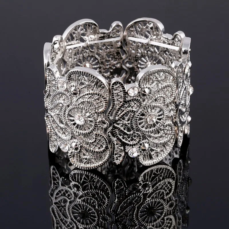 Браслет с кристаллами, широкий эластичный браслет, браслеты для женщин, женские браслеты, ювелирные изделия