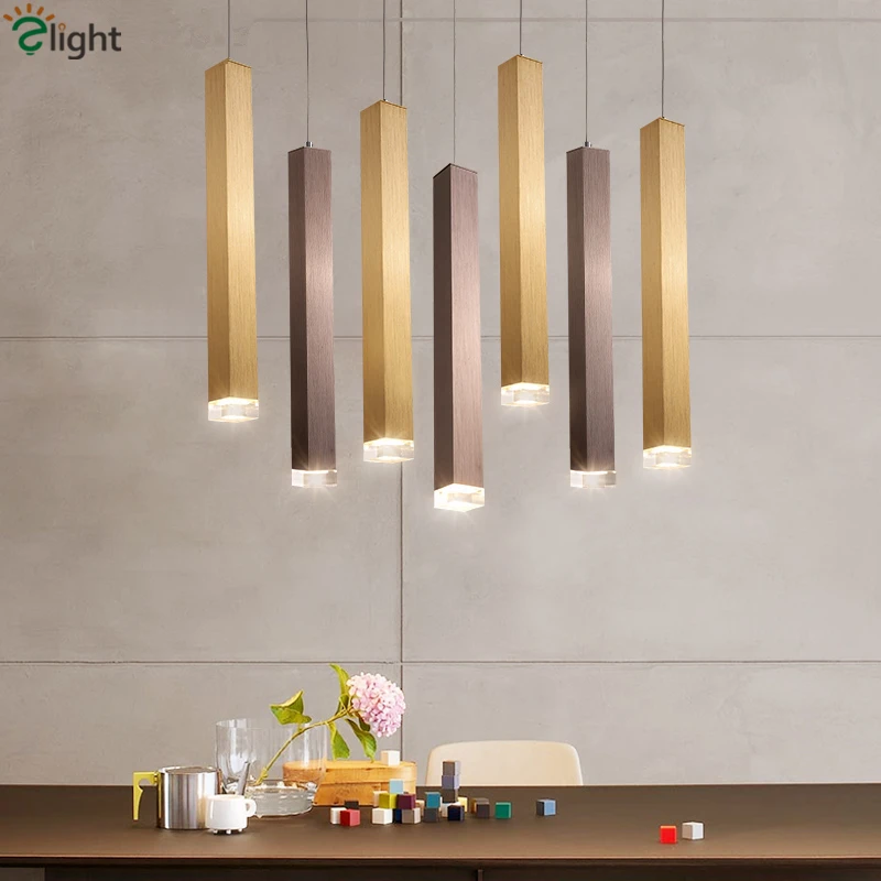 

Modern Brush Gold / Coffee Metal Luminarias Led Pendant Lights Bar Counter Crystal Shades Led Droplight Hanging Lamp Fixtures