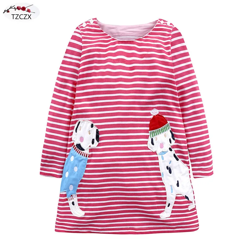 

TZCZX New Children Baby Girls Novelty Cartoon Pattern Printed Dress For 18 Month to 7 Years Old Kids Wear Clothes