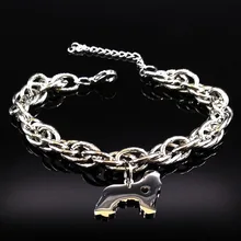 Держатель-Французский бульдог Чарльз собака спаниеля Нержавеющая сталь браслеты серебряного цвета браслет, Женская Бижутерия Рождественский подарок в едином положении во время занятий легкой атлетикой, B17874