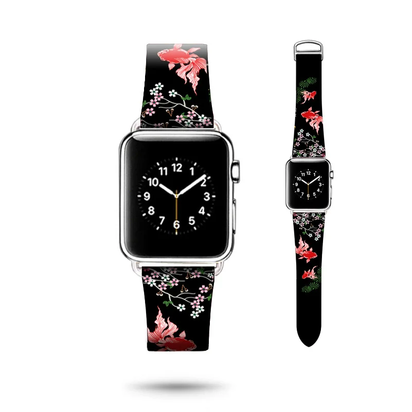 Для Apple Watch серии 4 3 2 40/44 мм Натуральная кожа живопись Стиль часы ремешок для наручных часов для Apple iWatch серии 38/44 мм