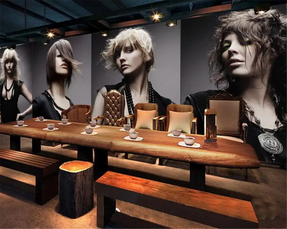 Beibehang Custom Made Wall Paper 3d Hair Salon Sexy Beauty Barber