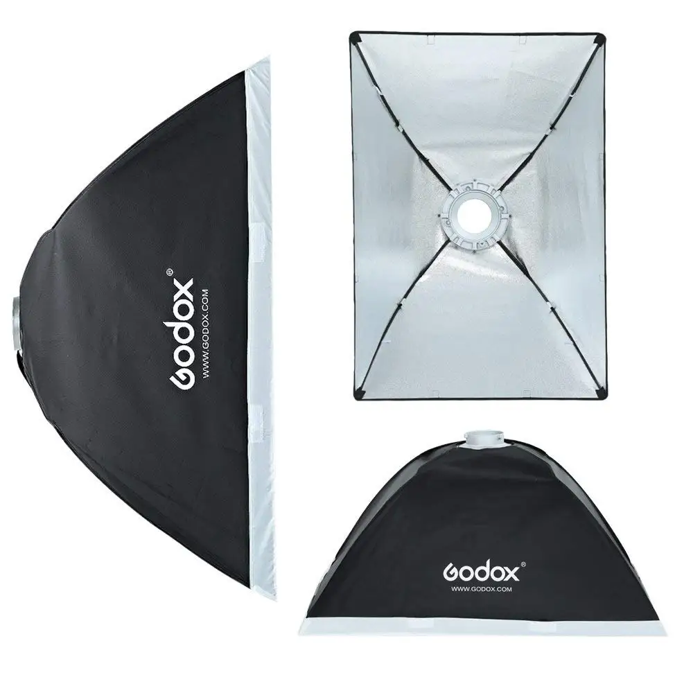 2x студийная вспышка Godox DE400+ софтбокс 60x90 см+ триггер FT-16+ светильник-подставка CD50