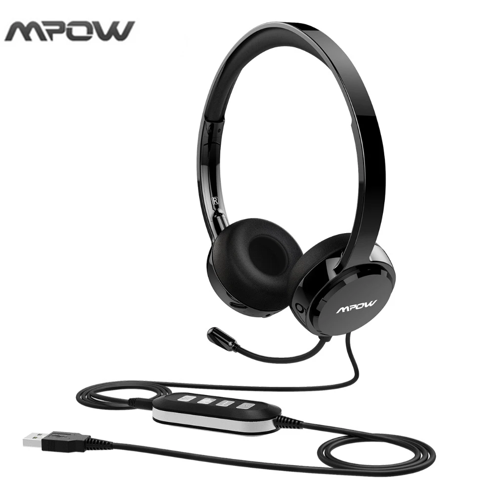 

Mpow Bluetooth stereo headphones Wired headphones with Mic USB Headset Stereo Audio Noise Reduction Sound Card for Skype Calls