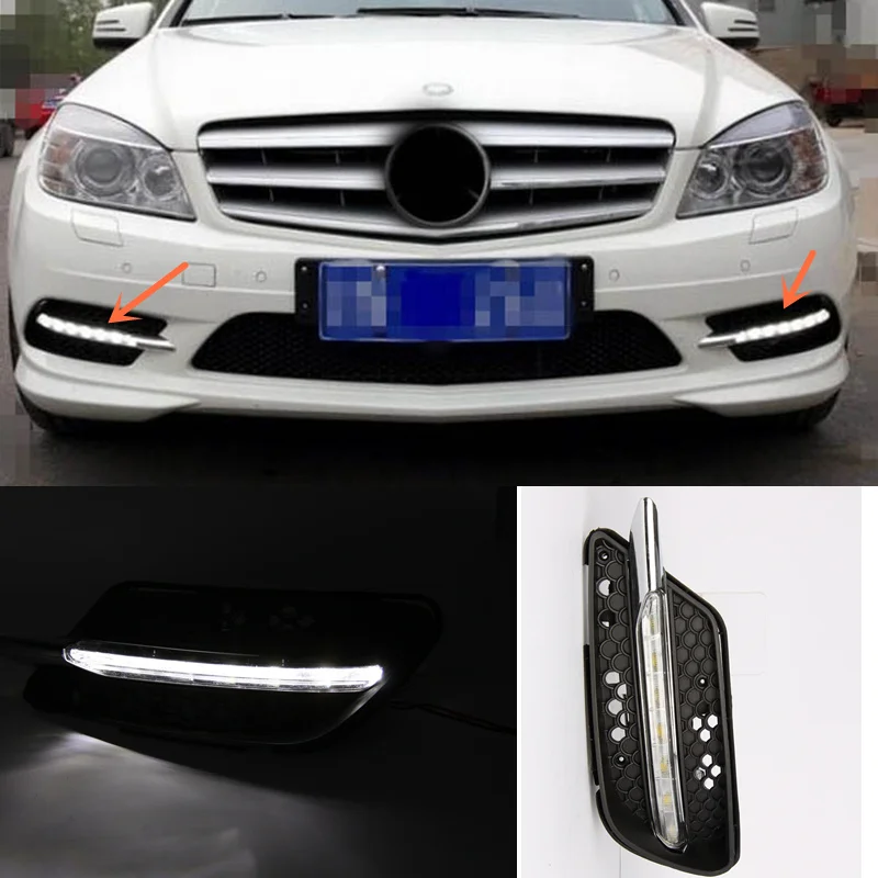 2 шт. Белый светодиодный фары дневного света для Benz W204 C300 Спорт AMG 2007-2011 AB