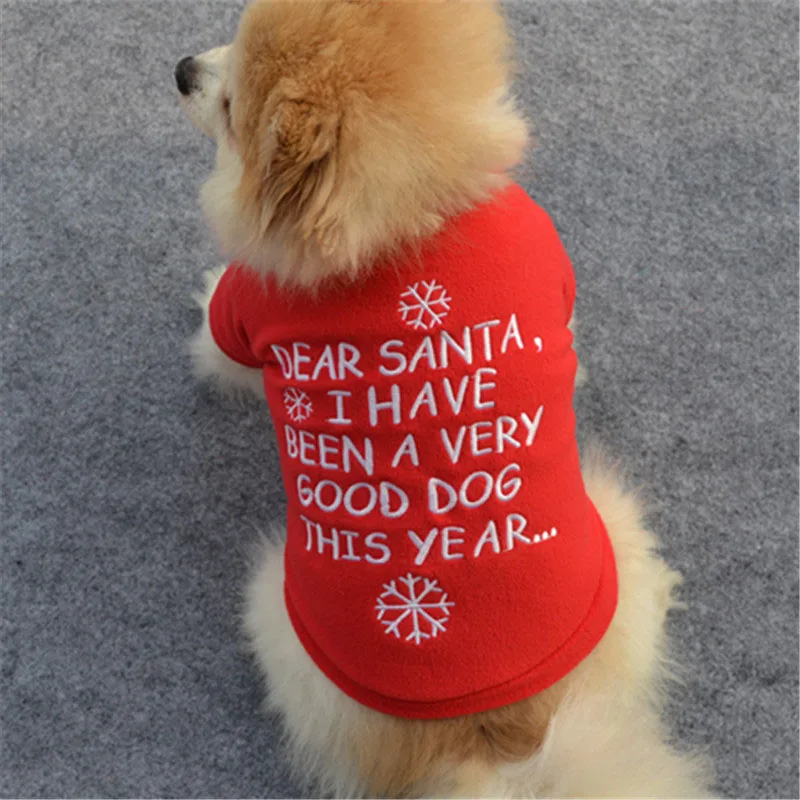 Красная рождественская Одежда для собак Одежда для животных для щенков Одежда для собак зимняя теплая одежда для чихуахуа Рождественский костюм Толстовка XS-L