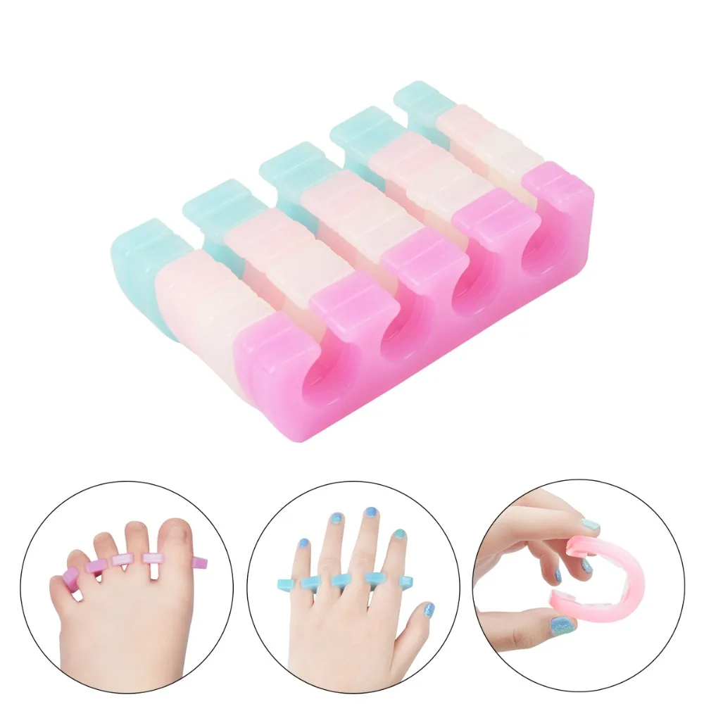 

2 Pcs / Pack Silicone Soft Form Toe Separator / Finger Spacer For Manicure Pedicure Nail Tool Flexible Soft Silica Random Color