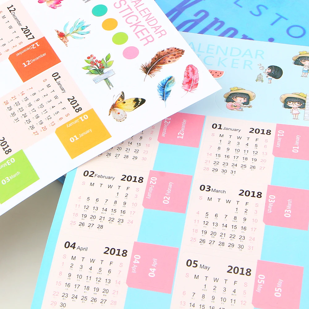 2018 Calendar Sticker DiaryPlanner Notebook Journal Stickers Page Index