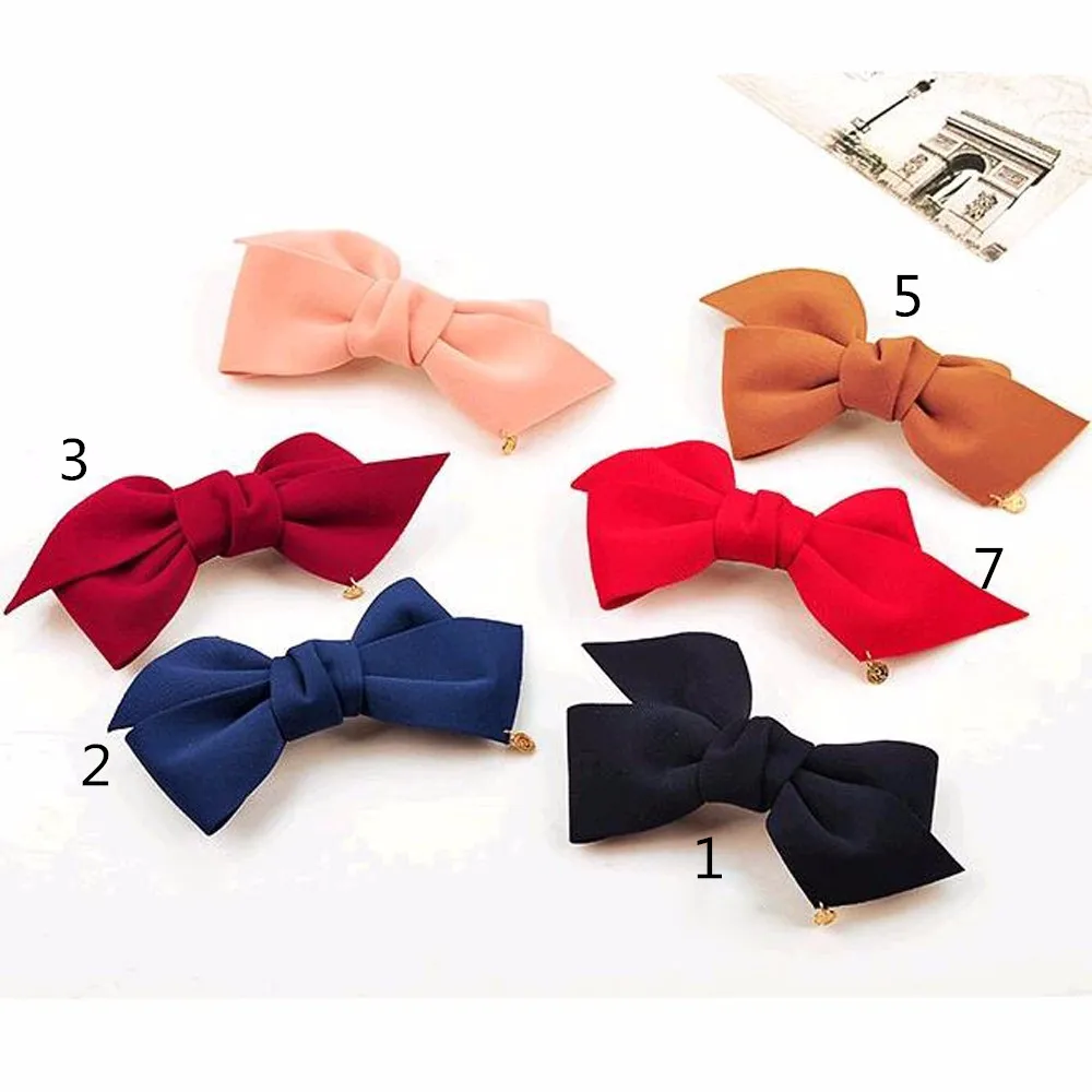 TOMTOSH New Big Solid Cloth Bows Hair Clips Hair Accessories for Women Girl Wedding Hair Jewelry