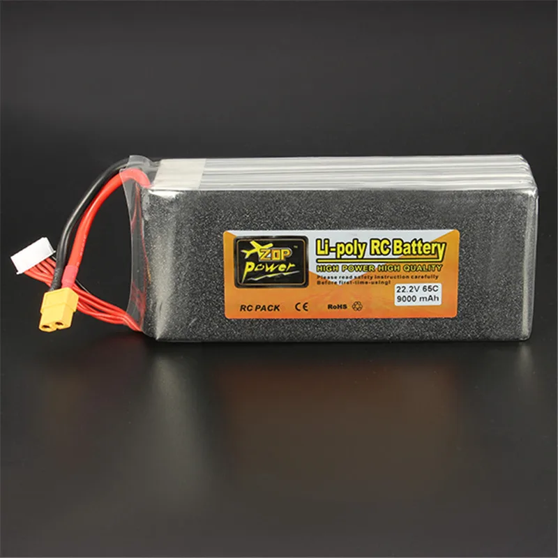 

ZOP POWER 22.2V 9000mAh 6S 65C Lipo Battery Rechargeable W/ XT60 Plug Connector For RC Models Multicopter Spare Part Accs