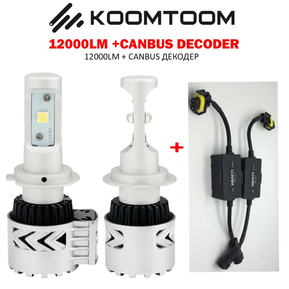 2 PCS 12000LM H11 LED Headlights Canbus Decoder H11 LED Bulb Canbus