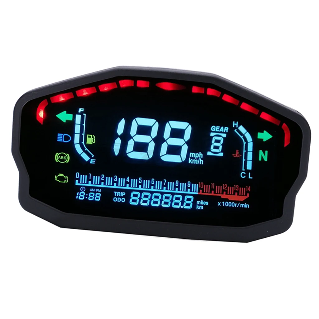 Digital LCD Display Thermometer Temperature Gauge Speedometer Tachometer Universal  for Motorbike