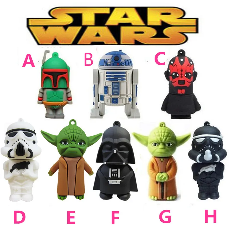 Pen drive Star Wars Yoda R2D2 Darth Vader 8gb 16gb 32gb 64gb usb 2.0 flash drive memory card stick disk pendrive