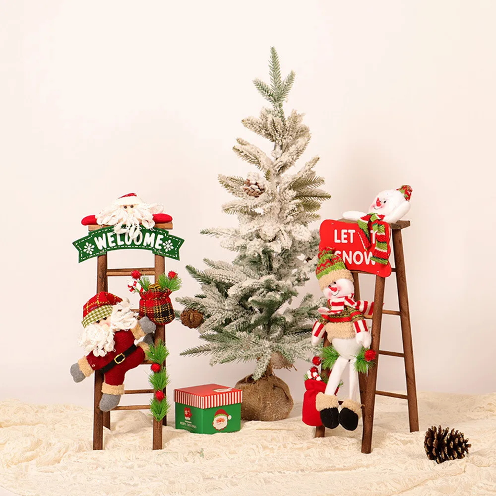 

Christmas Santa Claus Climbing On Rope Ladder Figure Xmas Trees Outdoor Decor christmas decorations for home 2018 #EW