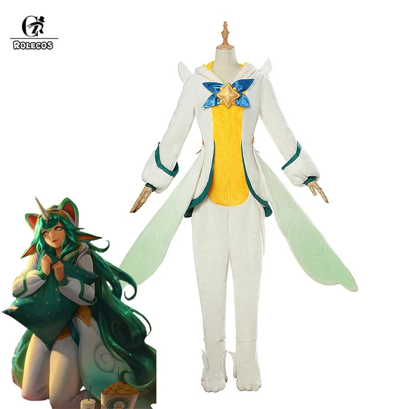 

ROLECOS Star Guardian Soraka Cosplay Costume LOL Pajama Star Guardian Cosplay Costume Soraka Winter Pajama Jumpsuits Women Game