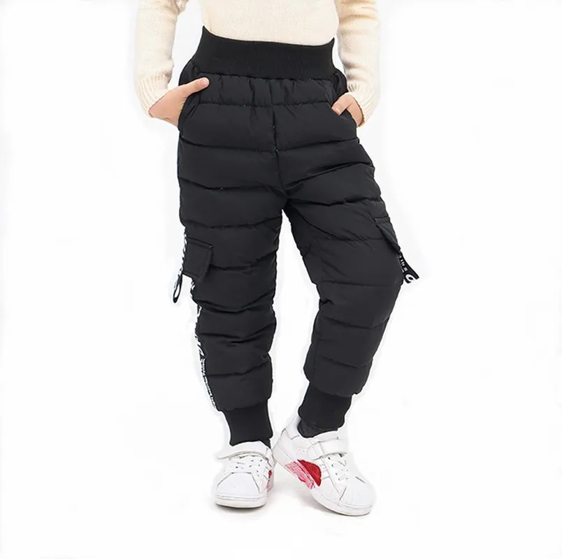 

2018 new winter children's down trousers boys and girls children's warm high waist pants fashion Slim lightweight warm pants
