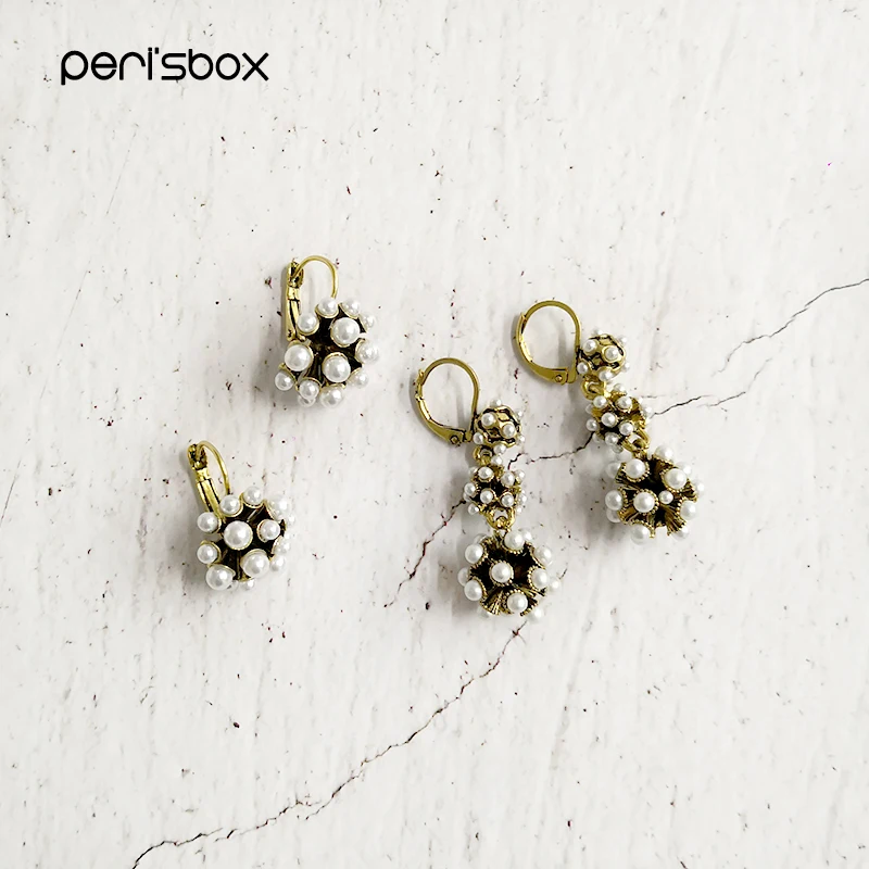 Peri'sbox винтажные золотые серьги с тройным шариком серьги-подвески для женщин