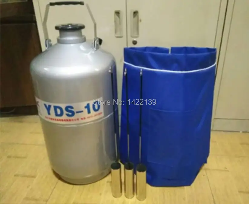 

New 10L Liquid Nitrogen LN2 Storage Tank Container Cryo Dewar with Canisters Strap