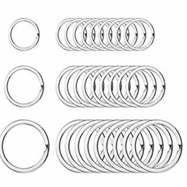 30pcs Flat Key Rings Key Chain Metal Split Ring (Round 3/4 inch