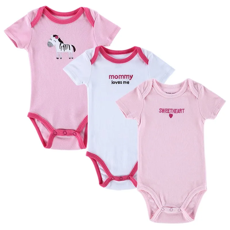 2016 Newly 3 Pcslot Baby Bodysuit Girls and Boys Summer Baby Girls Clothing Short Sleeves Sleepwear Newborn Unisex Baby Clothes (14)