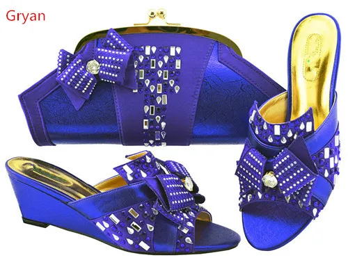 

Gryan New Arrival Nigeria Bag and Shoe Set Decorated with Rhinestone Women Shoes and Bags To Match Set Italy Pumps Women H1-17