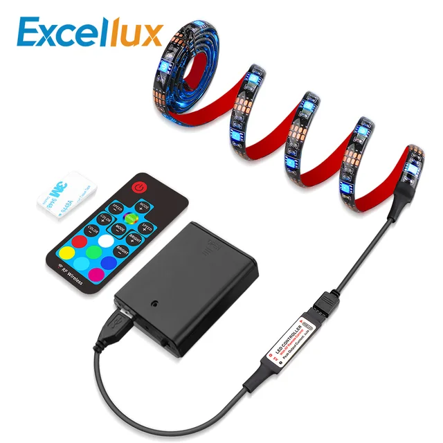 US $6.89 LED Strip Light RGB Battery Powered 5050 Bluetooth Strip APP Control/17 Keys USB Led Strip Diode Ta