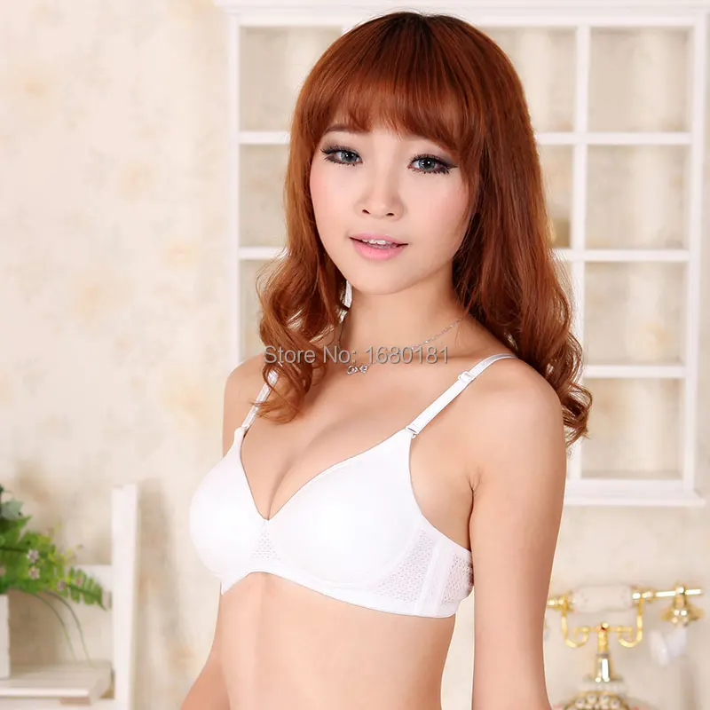 

Breathable comfortable wireless buttons solid color young girl brief bra at home