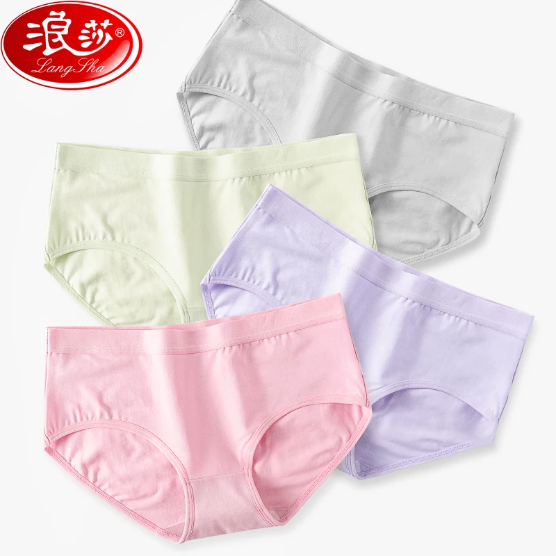 

LANGSHA 4Pcs/lot Women Panties Women's Cotton Briefs Solid Sexy Low-Rise Sexy Ladies Underwear Girls Lingerie Plus Size S-3XL