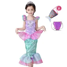 Детские платья для девочек, платье Русалочки Ариэль летнее платье принцессы детское вечернее розовое милое платье